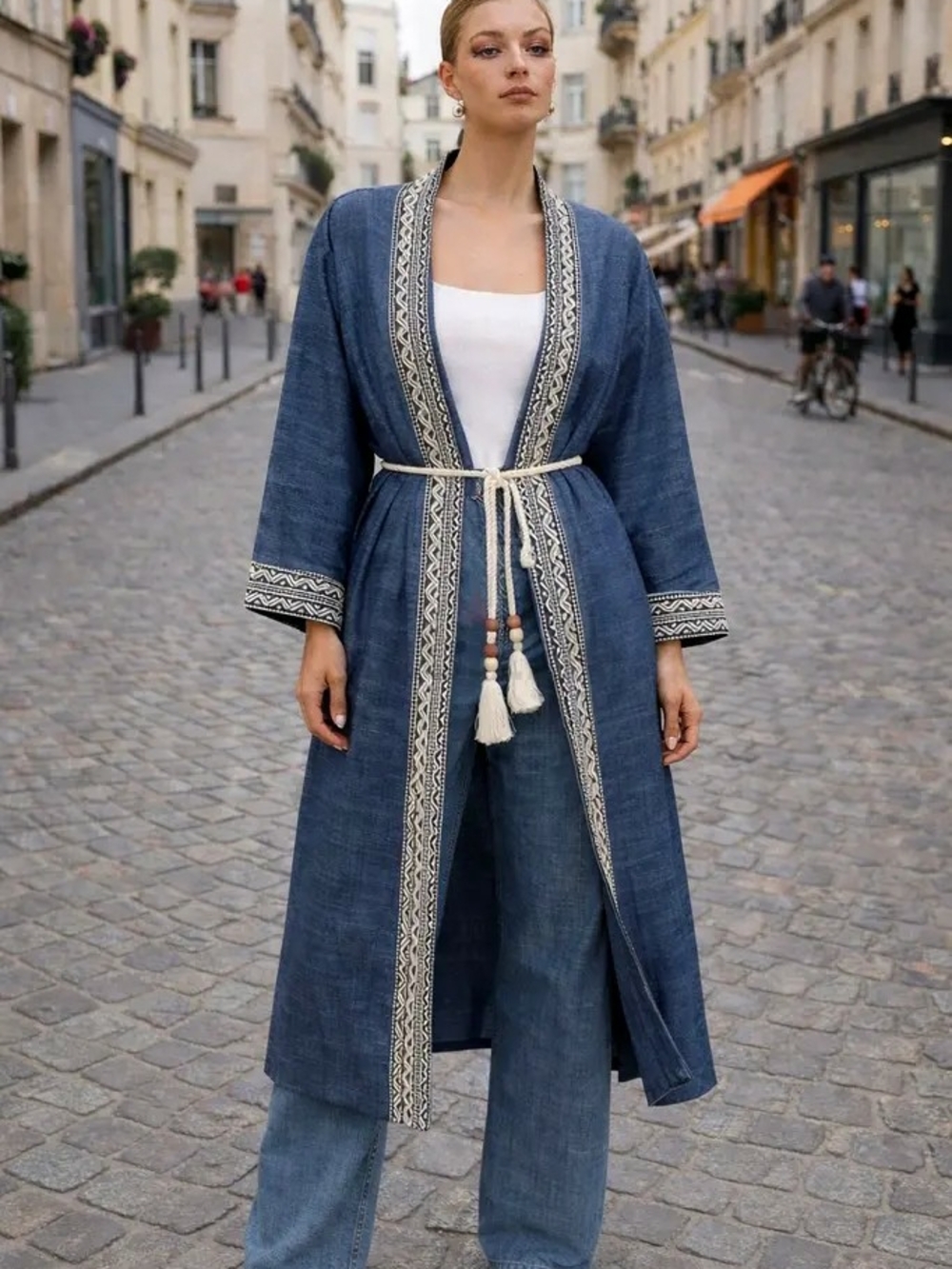 Zara Embroidered Kimono With Belt.
